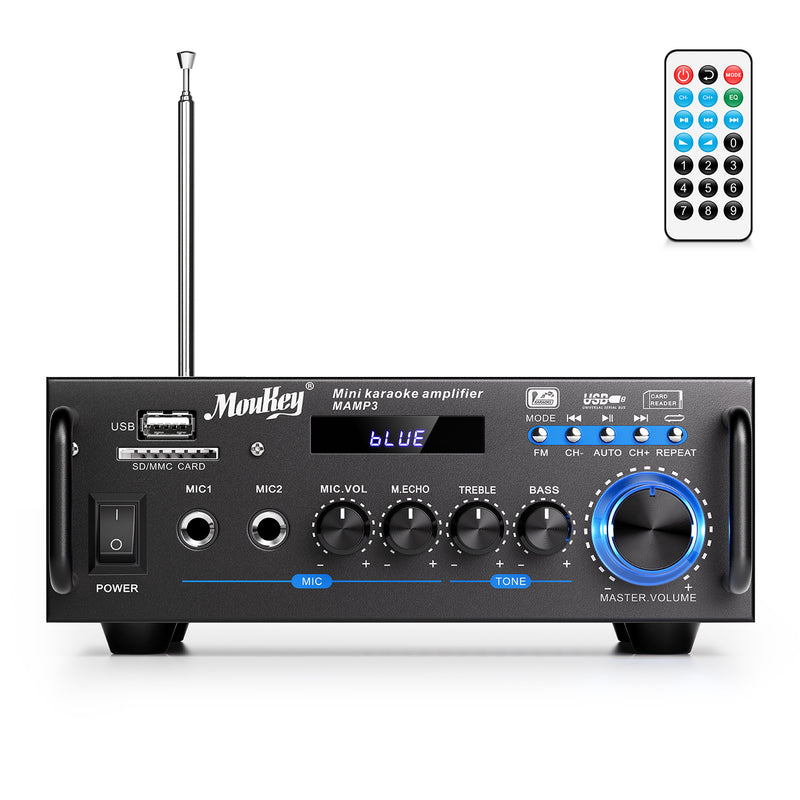 Moukey MAMP3 2.0 Kanal Stereo Bluetooth Karaoke Verstärker 100W Stereo Audio Verstärker Empfänger