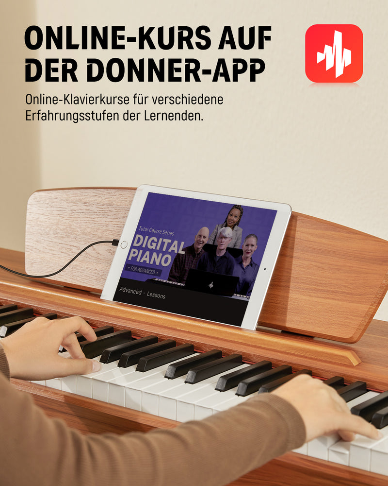 Donner DDP-80 Digital-Piano für Zuhause 88 gewichtete Tasten & Stilvolles Holzdesign