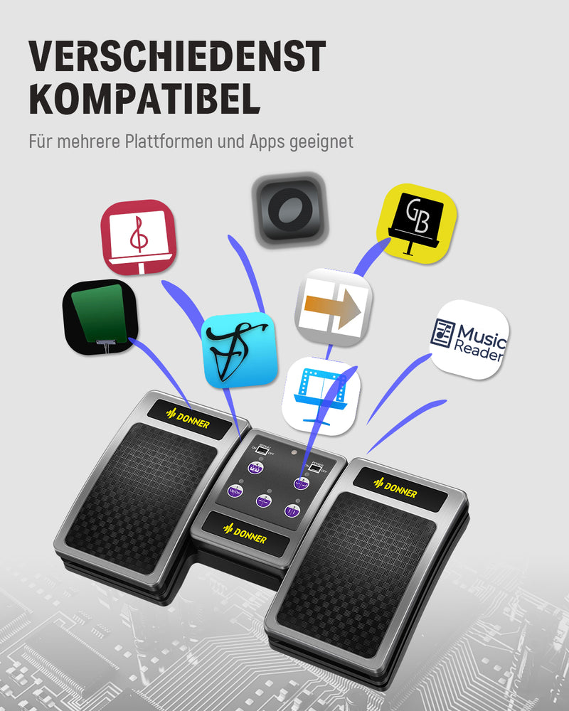 Donner Bluetooth Page Turner Pedal für Tablet Ipad Wiederaufladbar