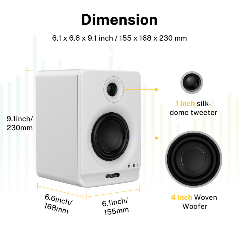 Donner Dyna 4 High Definition Bluetooth 5.0 Active Studio Monitor (Dyna4 Weiß, Paar) - Donner music- DE