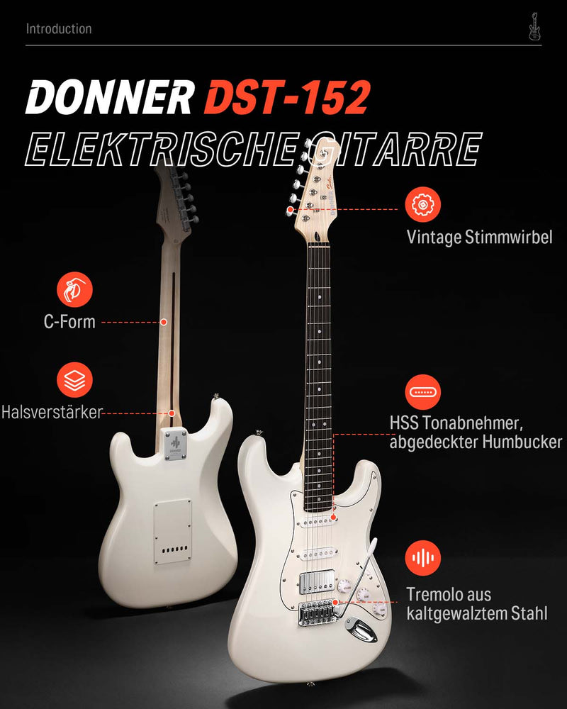 Donner DST-152 E-Gitarre Einsteiger Set ST Type 