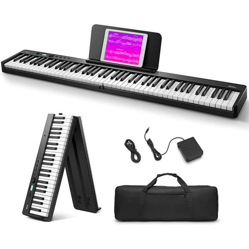 Eastar Faltbares Digitalpiano mit 88 halbgewichteten Tasten, Bluetooth-Unterstützung,  Klaviertasche, Ideal für Anfänger, schwarz, EP-10 - Donner music- DE